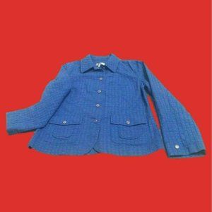 Coldwater Creek Women's Size 8 Lite Jacket, Blue Raised Block, Snap Down Add On